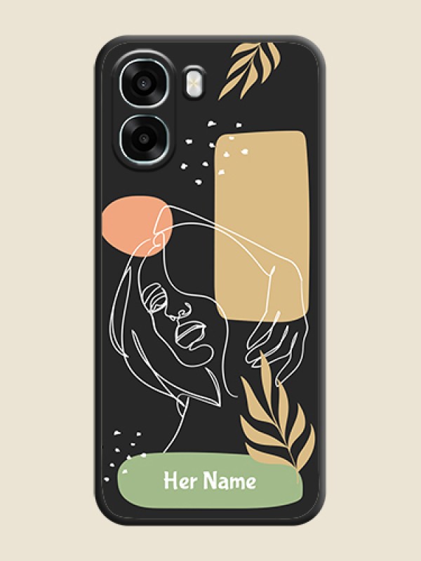 Custom Custom Text With Line Art Of Women & Leaves Design On Space Black Custom Soft Matte Mobile Back Cover - Oppo A6s 5G - alternate view