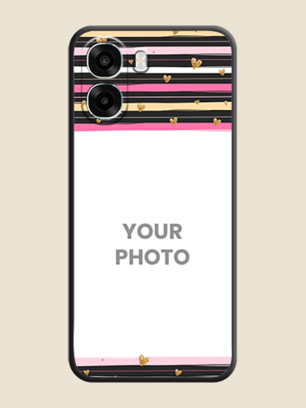Custom Multicolor Lines and Golden Love Symbols Design on Photo On Space Black Custom Soft Matte Mobile Back Cover - Oppo A6x 4G - alternate view