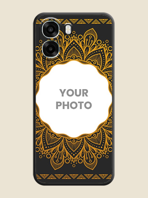 Custom Round Image with Floral Design On Space Black Custom Soft Matte Mobile Back Cover - Oppo A6x 4G - alternate view