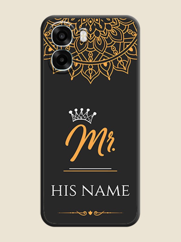 Custom Mr Name with Floral Design On Space Black Custom Soft Matte Mobile Back Cover - Oppo A6x 4G - alternate view