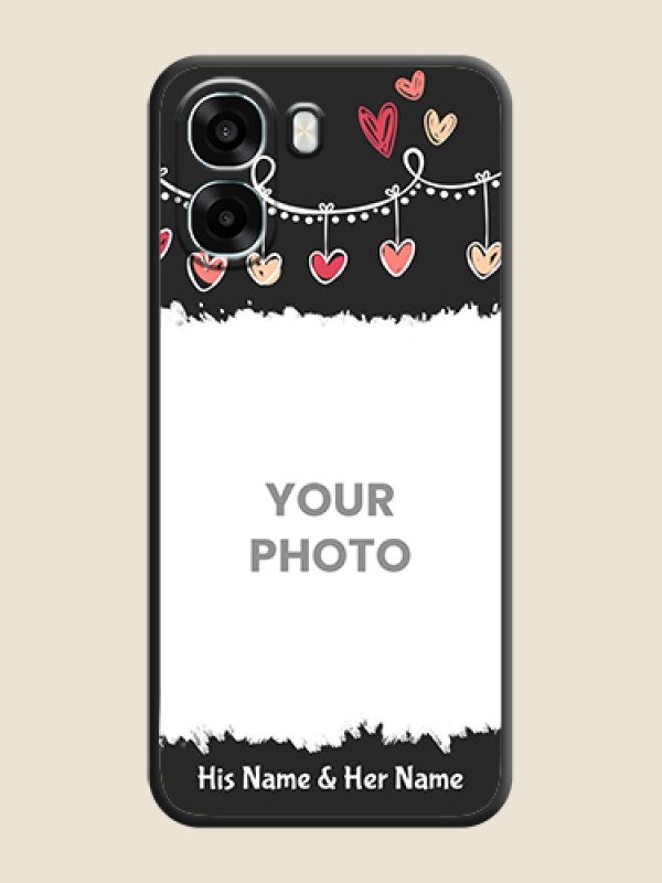Custom Pink Love Hangings with Name On Space Black Custom Soft Matte Mobile Back Cover - Oppo A6x 5G - alternate view