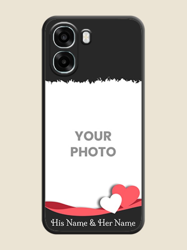 Custom Pin Color Love Shaped Ribbon Design with Text On Space Black Custom Soft Matte Mobile Back Cover - Oppo A6x 5G - alternate view