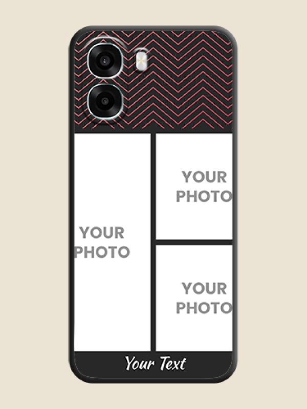Custom Wave Pattern with 3 Image Holder On Space Black Custom Soft Matte Mobile Back Cover - Oppo A6x 5G - alternate view