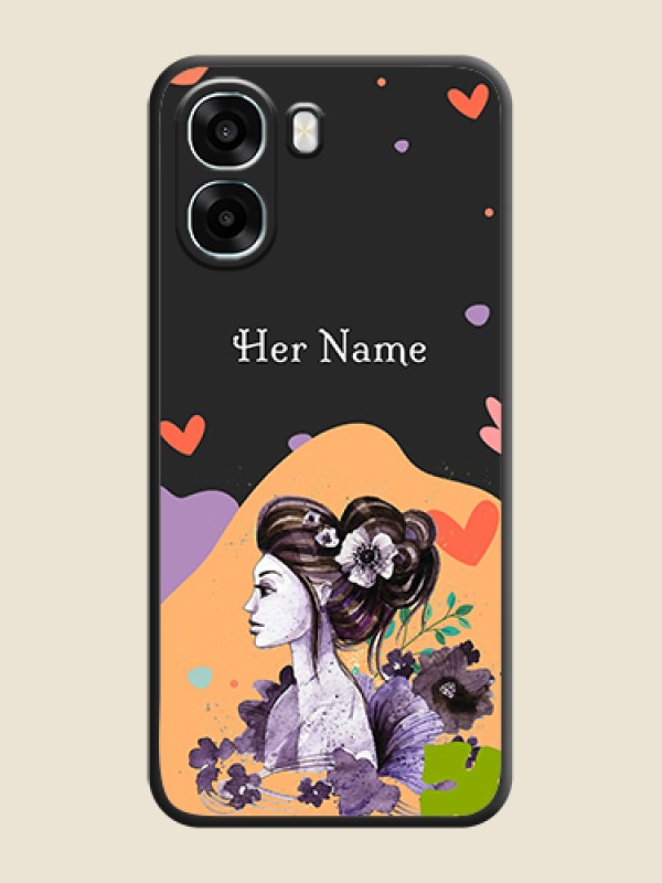 Custom Namecase For Her With Fancy Lady Image On Space Black Custom Soft Matte Mobile Back Cover - Oppo A6x 5G - alternate view