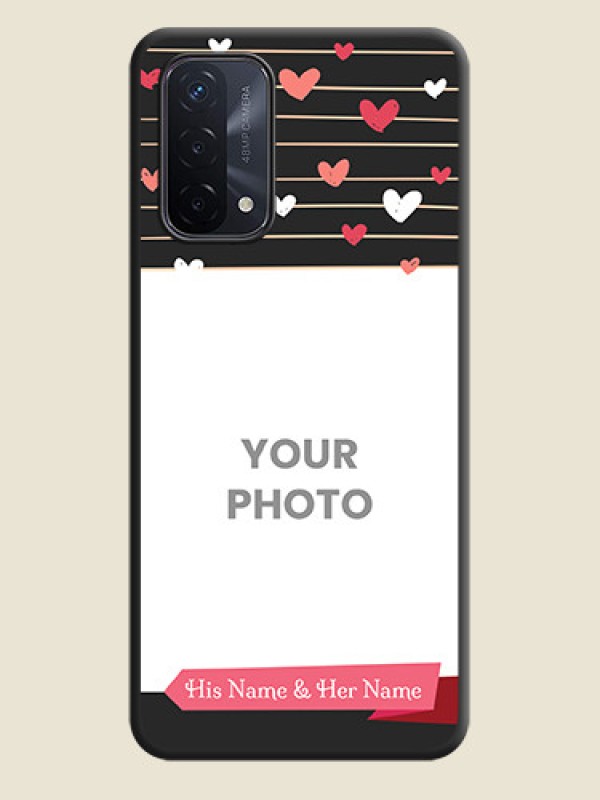 Custom Love Pattern with Name on Pink Ribbon  on Photo on Space Black Soft Matte Back Cover - Oppo A74 5G - alternate view