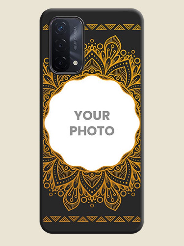 Custom Round Image with Floral Design on Photo on Space Black Soft Matte Mobile Cover - Oppo A74 5G - alternate view