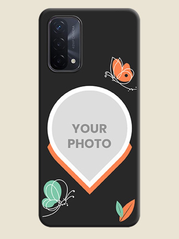 Custom Upload Pic With Simple Butterly Design On Space Black Personalized Soft Matte Phone Covers -Oppo A74 5G - alternate view