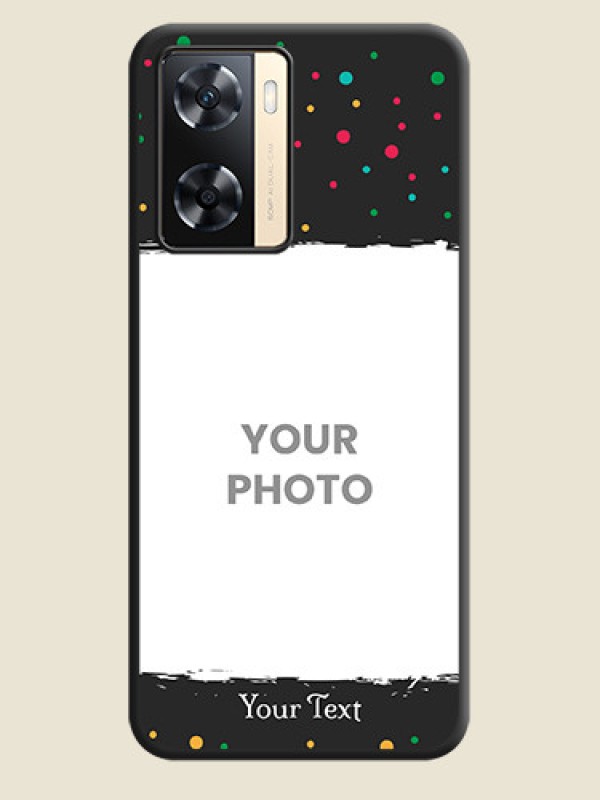 Custom Multicolor Dotted Pattern with Text on Space Black Custom Soft Matte Phone Back Cover - Oppo A77 4G - alternate view