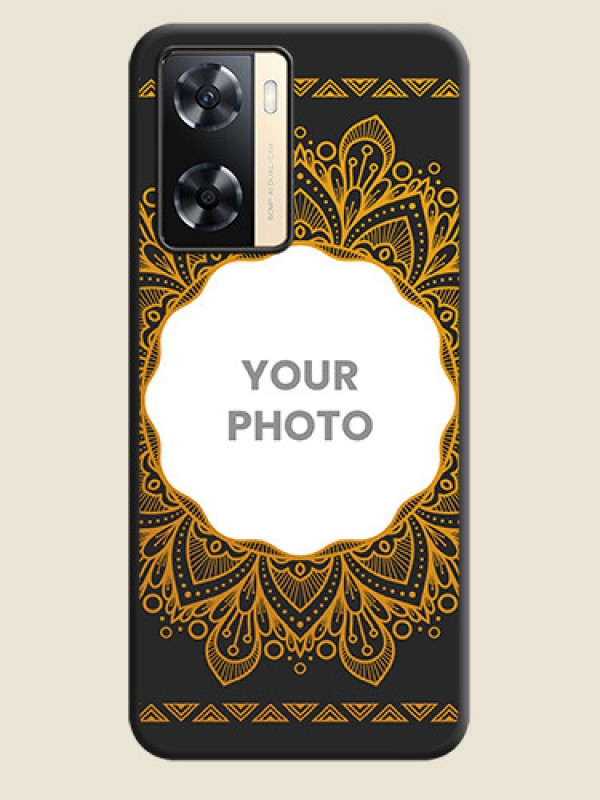 Custom Round Image with Floral Design on Photo on Space Black Soft Matte Mobile Cover - Oppo A77 4G - alternate view
