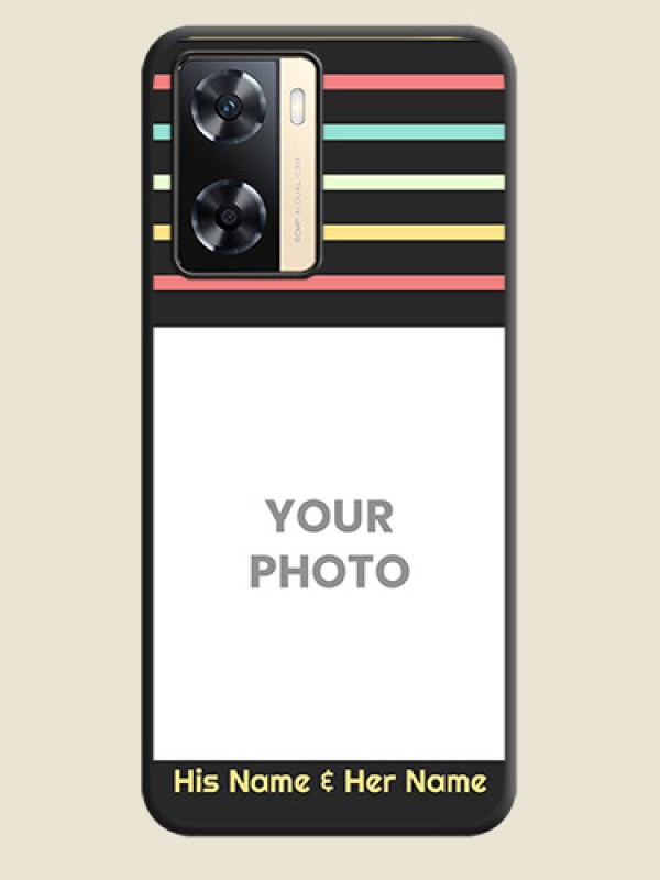 Custom Color Stripes with Photo and Text on Photo on Space Black Soft Matte Mobile Case - Oppo A77 4G - alternate view