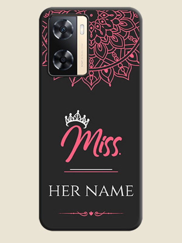 Custom Mrs Name with Floral Design on Space Black Personalized Soft Matte Phone Covers - Oppo A77 4G - alternate view