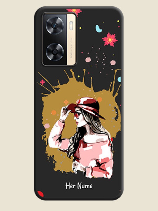 Custom Mordern Lady With Color Splash Background With Custom Text On Space Black Personalized Soft Matte Phone Covers -Oppo A77 4G - alternate view