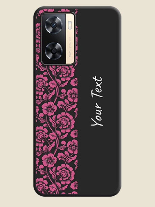 Custom Pink Floral Pattern Design With Custom Text On Space Black Personalized Soft Matte Phone Covers -Oppo A77 4G - alternate view