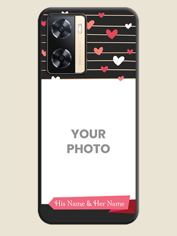 Custom Love Pattern with Name on Pink Ribbon  on Photo on Space Black Soft Matte Back Cover - Oppo A77s - alternate view