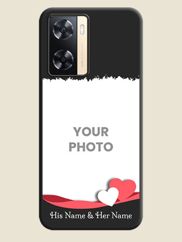 Custom Pin Color Love Shaped Ribbon Design with Text on Space Black Custom Soft Matte Phone Back Cover - Oppo A77s - alternate view