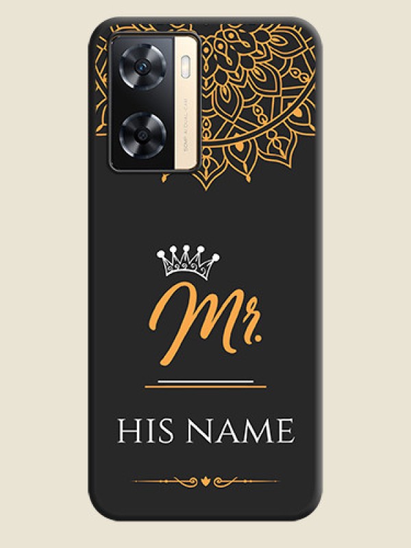 Custom Mr Name with Floral Design  on Personalised Space Black Soft Matte Cases - Oppo A77s - alternate view