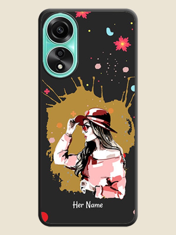 Custom Mordern Lady With Color Splash Background With Custom Text On Space Black Personalized Soft Matte Phone Covers - Oppo A78 4G - alternate view