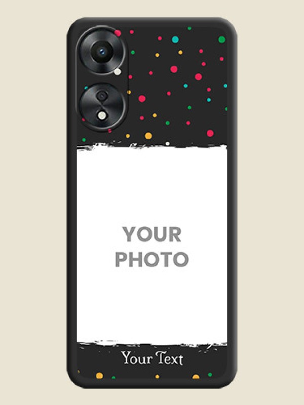 Custom Multicolor Dotted Pattern with Text on Space Black Custom Soft Matte Phone Back Cover - Oppo A78 5G - alternate view