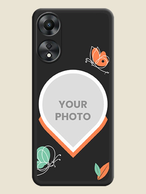 Custom Upload Pic With Simple Butterly Design On Space Black Personalized Soft Matte Phone Covers -Oppo A78 5G - alternate view