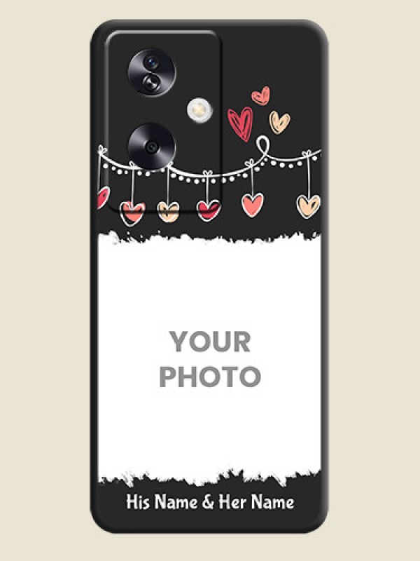 Custom Pink Love Hangings with Name On Space Black Custom Soft Matte Mobile Back Cover - Oppo A79 5G - alternate view
