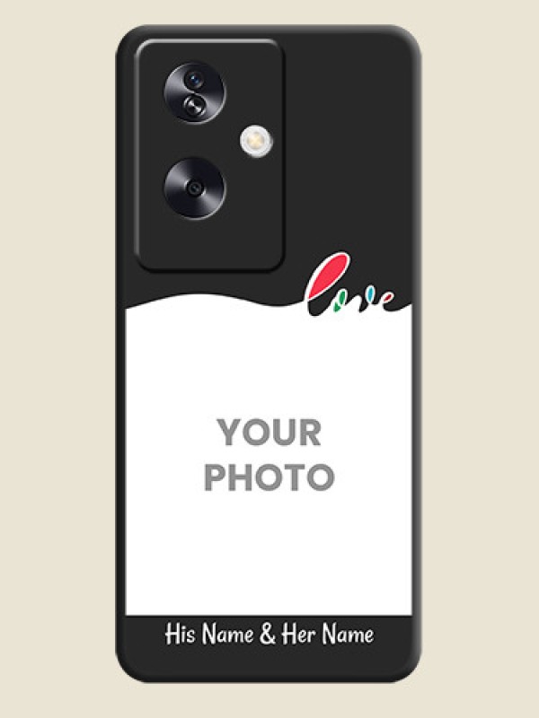 Custom Fall in Love Pattern with Picture on Photo On Space Black Custom Soft Matte Mobile Back Cover - Oppo A79 5G - alternate view