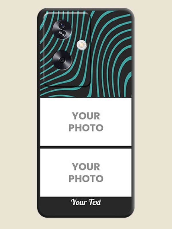 Custom Wave Pattern with 2 Image Holder On Space Black Custom Soft Matte Mobile Back Cover - Oppo A79 5G - alternate view