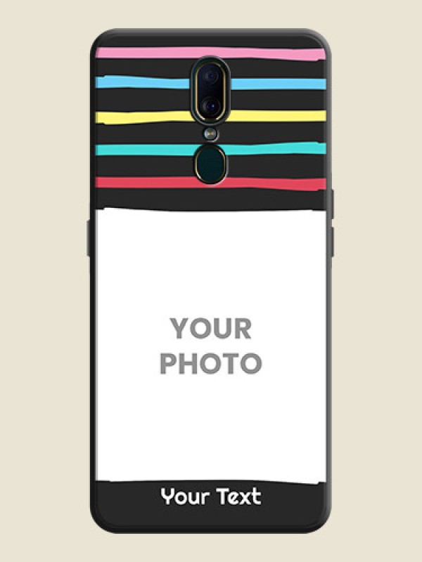Custom Multicolor Lines with Image on Space Black Personalized Soft Matte Phone Covers - Oppo A9 - alternate view