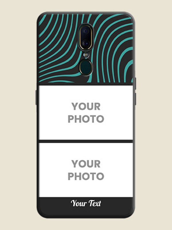 Custom Wave Pattern with 2 Image Holder on Space Black Personalized Soft Matte Phone Covers - Oppo A9 - alternate view