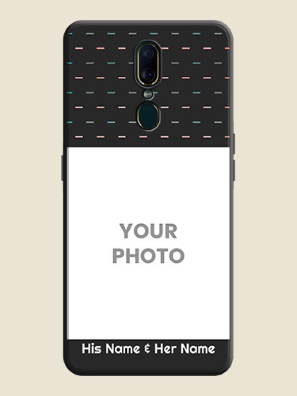 Custom Line Pattern Design with Text on Space Black Custom Soft Matte Phone Back Cover - Oppo A9 - alternate view