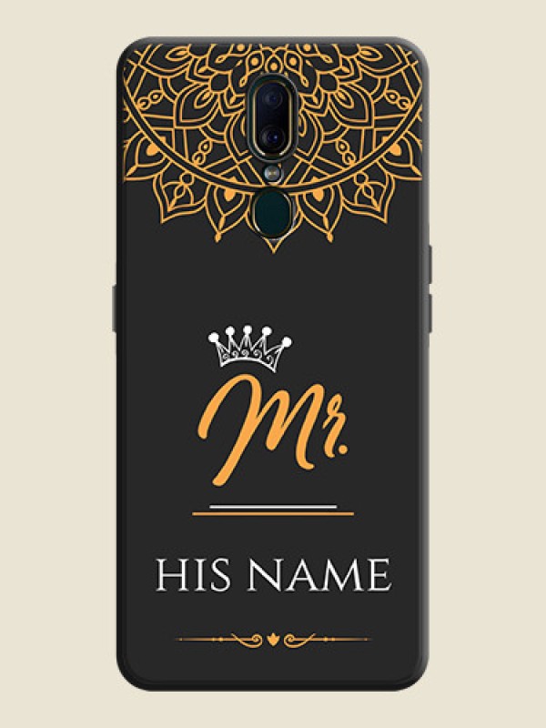 Custom Mr Name with Floral Design  on Personalised Space Black Soft Matte Cases - Oppo A9 - alternate view