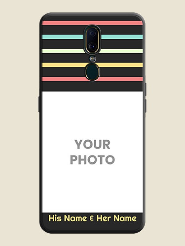 Custom Color Stripes with Photo and Text - Photo on Space Black Soft Matte Mobile Case - Oppo F11 - alternate view
