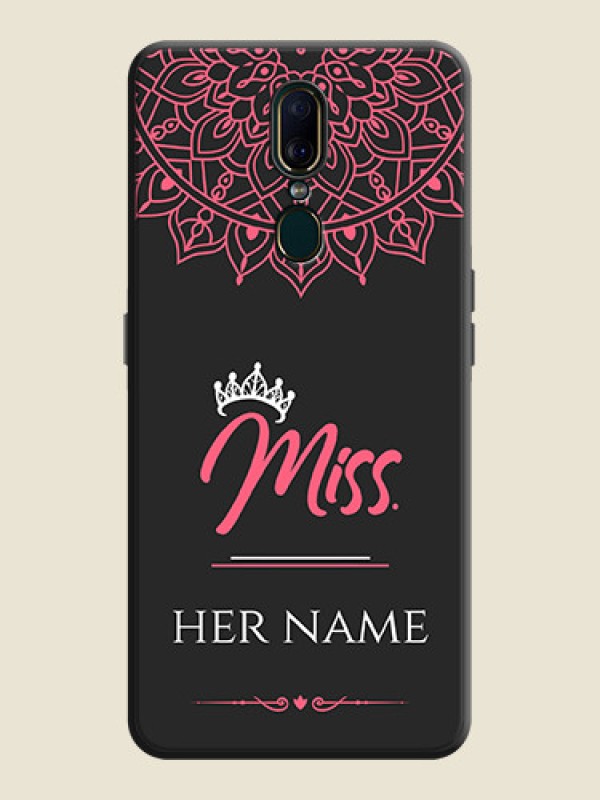 Custom Mrs Name with Floral Design on Space Black Personalized Soft Matte Phone Covers - Oppo F11 - alternate view