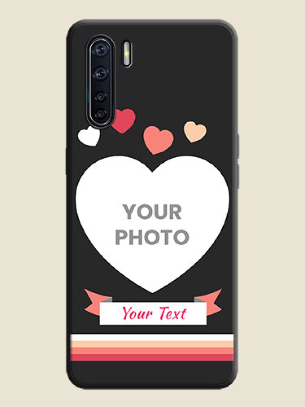 Custom Love Shaped Photo with Colorful Stripes on Personalised Space Black Soft Matte Cases - Oppo F15 - alternate view