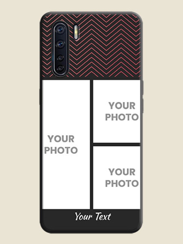 Custom Wave Pattern with 3 Image Holder on Space Black Custom Soft Matte Back Cover - Oppo F15 - alternate view