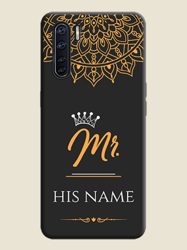 Custom Mr Name with Floral Design  on Personalised Space Black Soft Matte Cases - Oppo F15 - alternate view