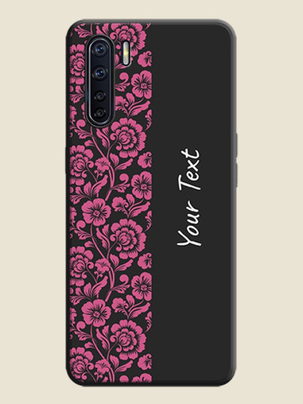 Custom Pink Floral Pattern Design With Custom Text On Space Black Personalized Soft Matte Phone Covers -Oppo F15 - alternate view
