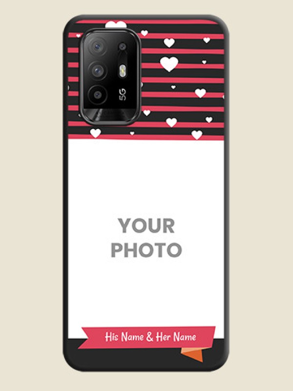 Custom White Color Love Symbols with Pink Lines Pattern on Space Black Custom Soft Matte Phone Cases - Oppo F19 Pro Plus 5G - alternate view