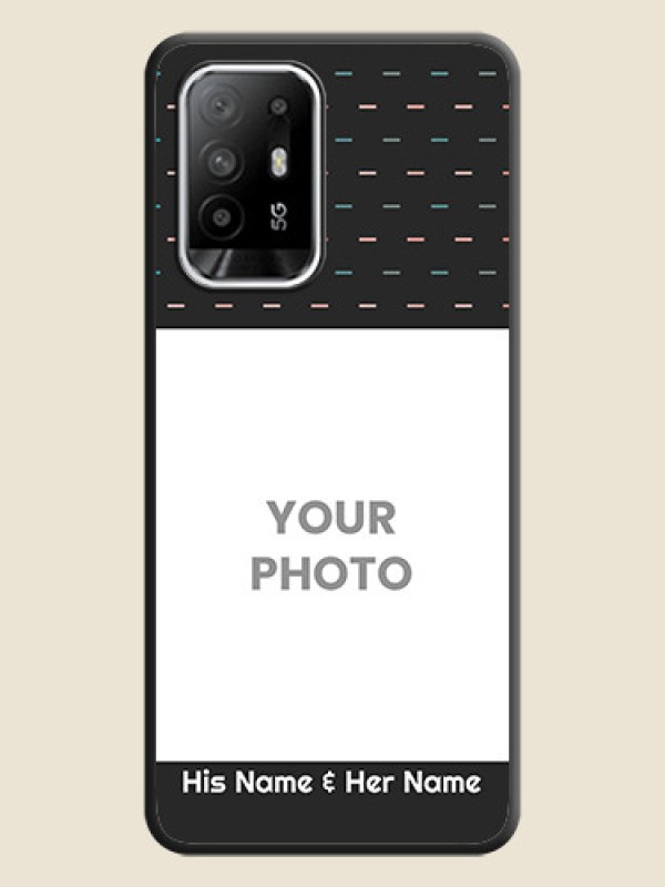 Custom Line Pattern Design with Text on Space Black Custom Soft Matte Phone Back Cover - Oppo F19s - alternate view