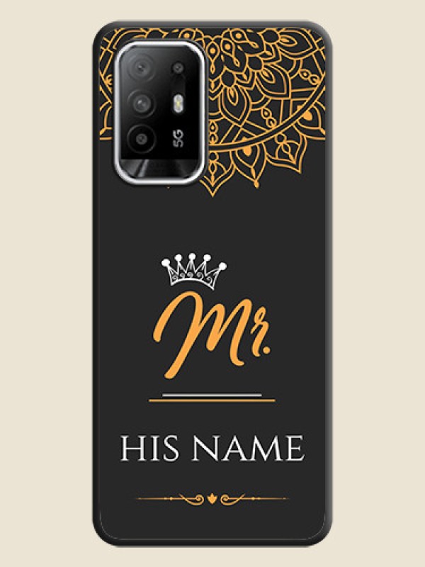 Custom Mr Name with Floral Design  on Personalised Space Black Soft Matte Cases - Oppo F19s - alternate view