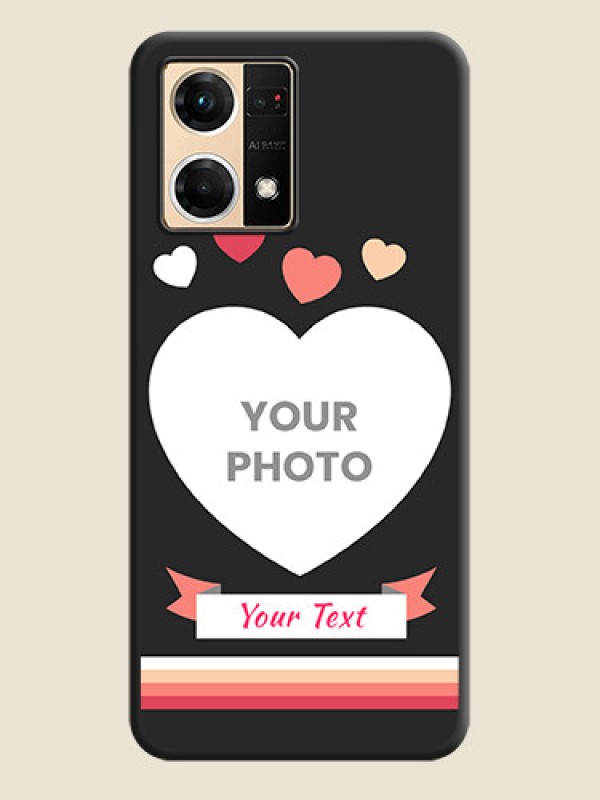 Custom Love Shaped Photo with Colorful Stripes on Personalised Space Black Soft Matte Cases - Oppo F21 Pro 4G - alternate view