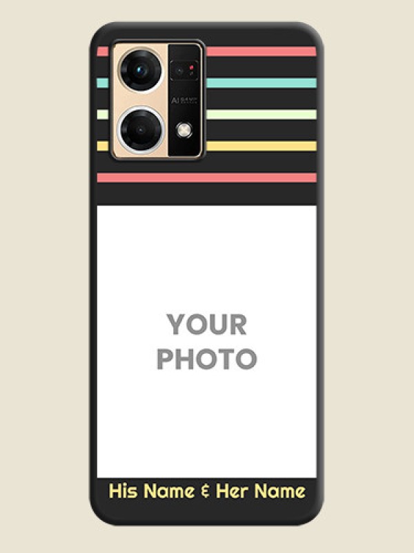 Custom Color Stripes with Photo and Text on Photo on Space Black Soft Matte Mobile Case - Oppo F21 Pro 4G - alternate view