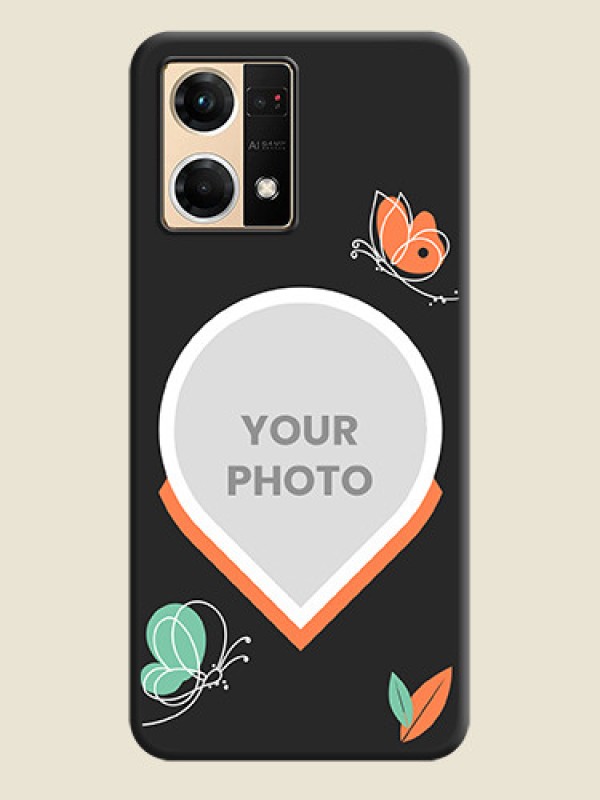 Custom Upload Pic With Simple Butterly Design On Space Black Personalized Soft Matte Phone Covers -Oppo F21 Pro 4G - alternate view