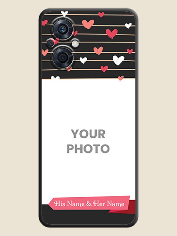 Custom Love Pattern with Name on Pink Ribbon  on Photo on Space Black Soft Matte Back Cover - Oppo F21 Pro 5G - alternate view