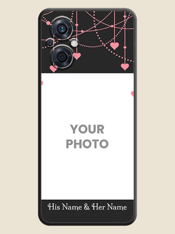 Custom Pink Love Hangings with Text on Space Black Custom Soft Matte Back Cover - Oppo F21 Pro 5G - alternate view