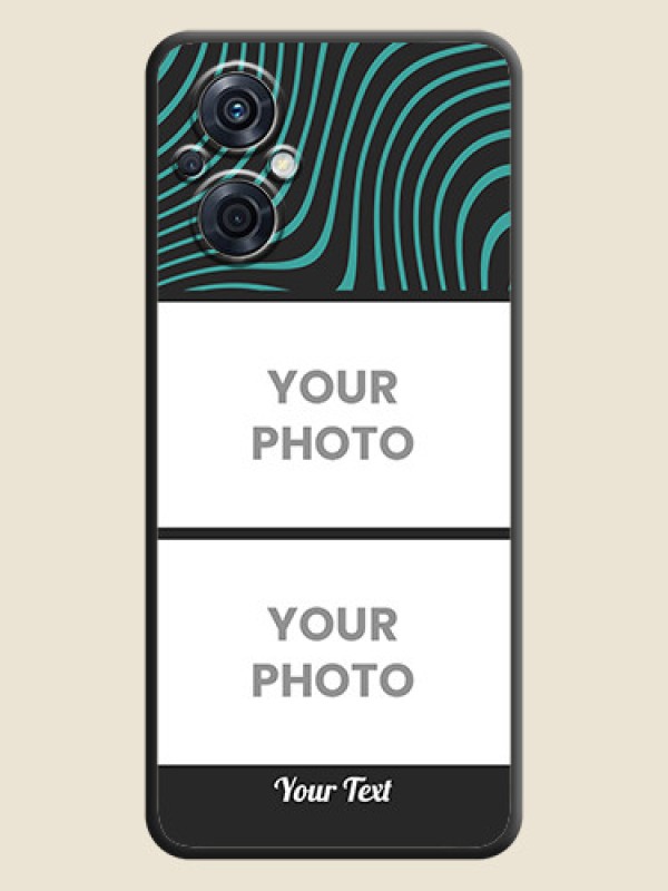 Custom Wave Pattern with 2 Image Holder on Space Black Personalized Soft Matte Phone Covers - Oppo F21 Pro 5G - alternate view