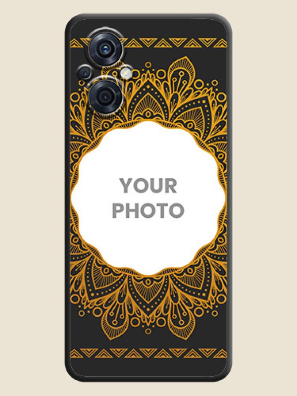 Custom Round Image with Floral Design on Photo on Space Black Soft Matte Mobile Cover - Oppo F21s Pro 5G - alternate view