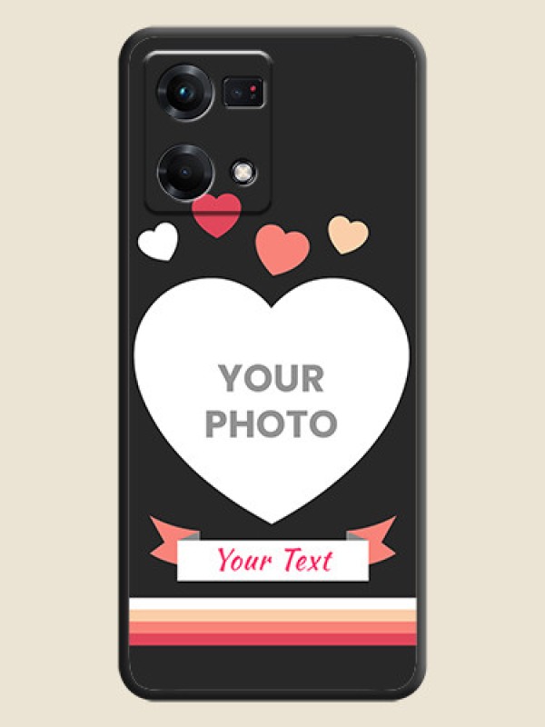 Custom Love Shaped Photo with Colorful Stripes on Personalised Space Black Soft Matte Cases - Oppo F21s Pro - alternate view
