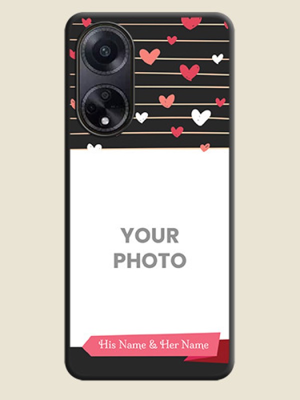 Custom Love Pattern with Name on Pink Ribbon - Photo on Space Black Soft Matte Back Cover - Oppo F23 5G - alternate view