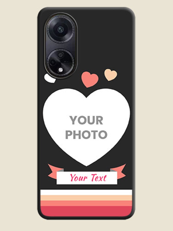 Custom Love Shaped Photo with Colorful Stripes on Personalised Space Black Soft Matte Cases - Oppo F23 5G - alternate view