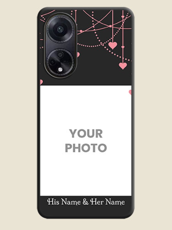 Custom Pink Love Hangings with Text on Space Black Custom Soft Matte Back Cover - Oppo F23 5G - alternate view